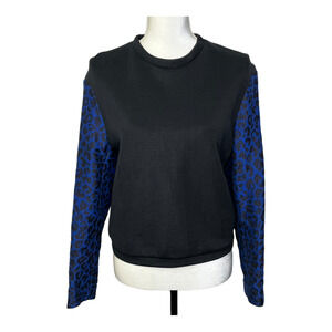 3.1 Phillip Lim women's black Leopard Sleeves Pullover lightweight Sweater 4